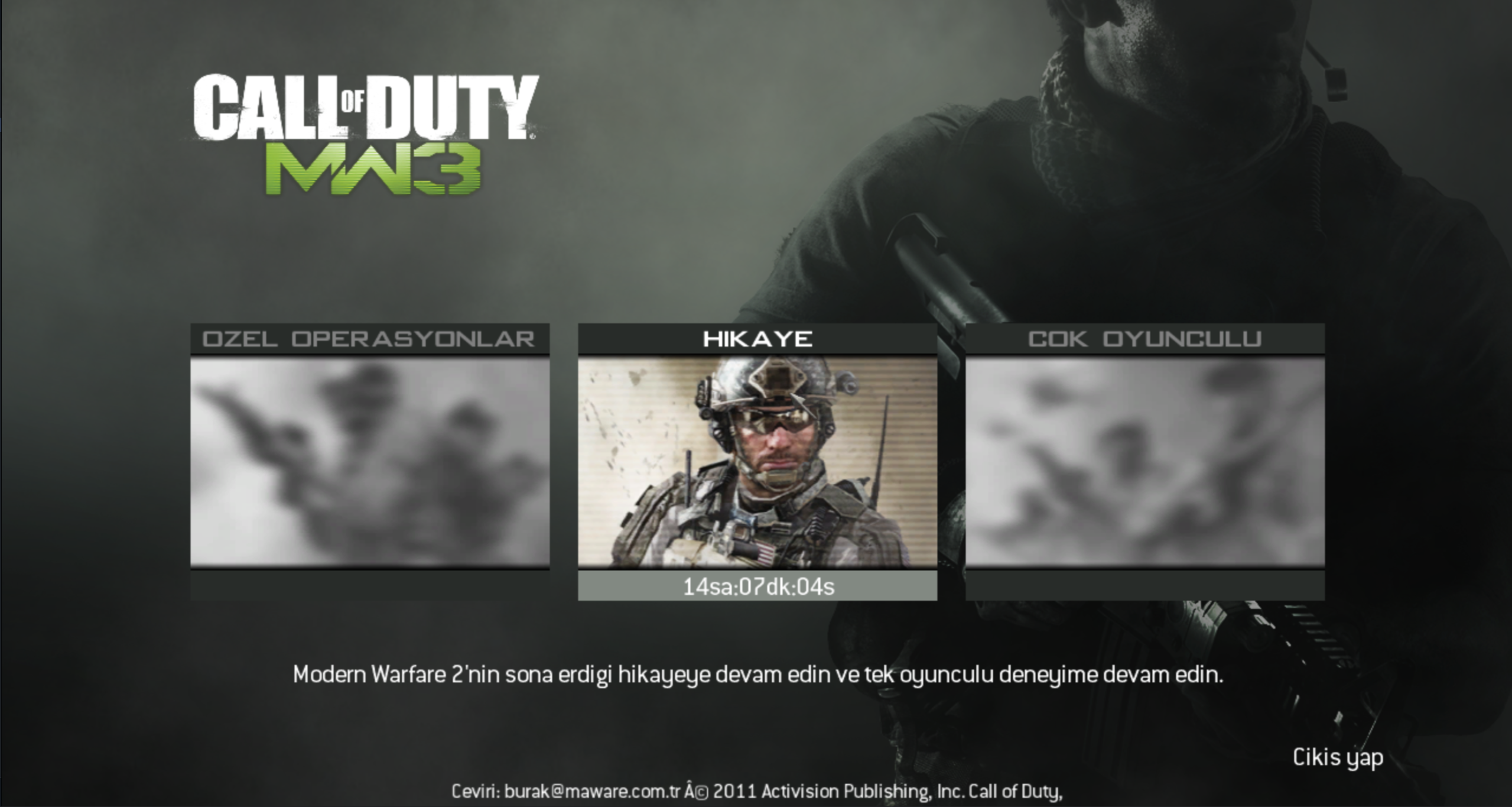 Call of Duty: Modern Warfare 3 Türkçe Yama